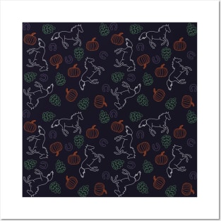 Halloween and Fall Pumpkins, Leaves, Horse Pattern Posters and Art